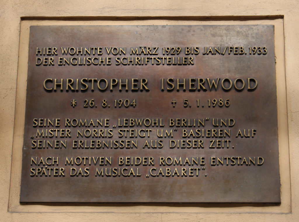 Plaque at Chistopher Isherwood House 17 Nollendorf Strasse